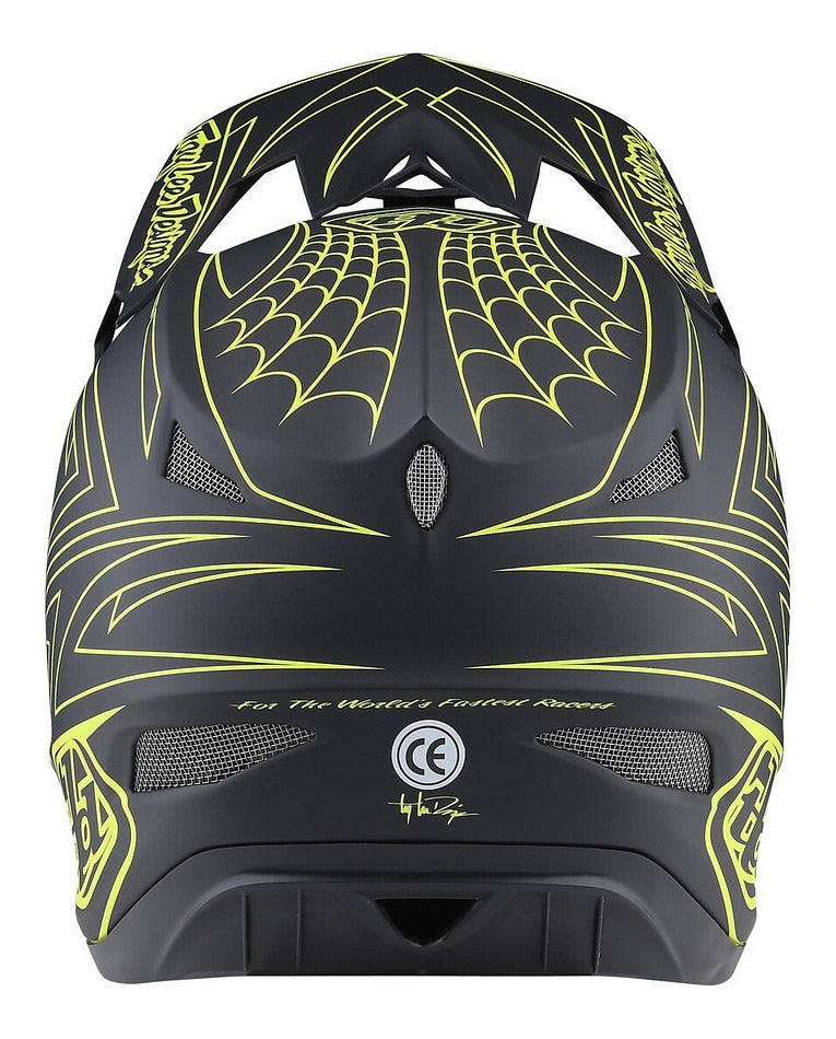 Casco Troy Lee Designs D3 Fiberlite Spiderstripe Gray / Yellow